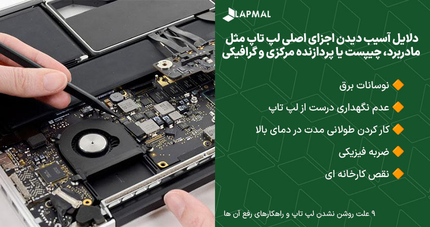 دلایل خرابی قطعات اصلی لپ تاپ
