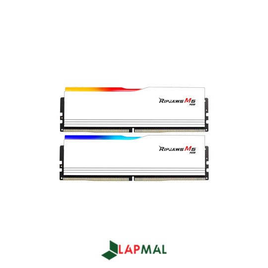 رم دسکتاپ DDR5 دو کاناله 5200 مگاهرتز CL40 جی اسکیل مدل Ripjaws M5 RGB White ظرفیت 64 گیگابایت