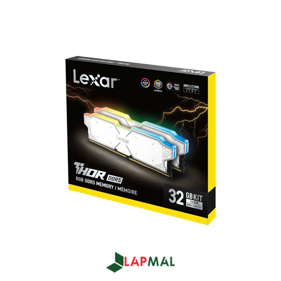 رم دسکتاپ DDR5 دو کاناله 6000 مگاهرتز CL38 لکسار مدل THOR WHITE RGB ظرفیت 32 گیگابایت - تصویر 3