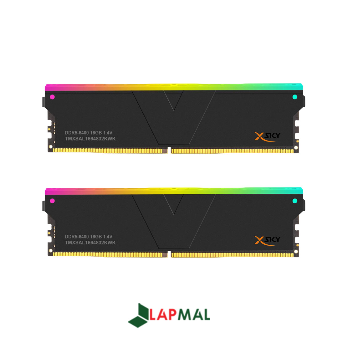 رم دسکتاپ DDR5 دو کاناله 6400 مگاهرتز CL32 وی کالر مدل Manta XSky RGB AMD EXPO ظرفیت 32 گیگابایت